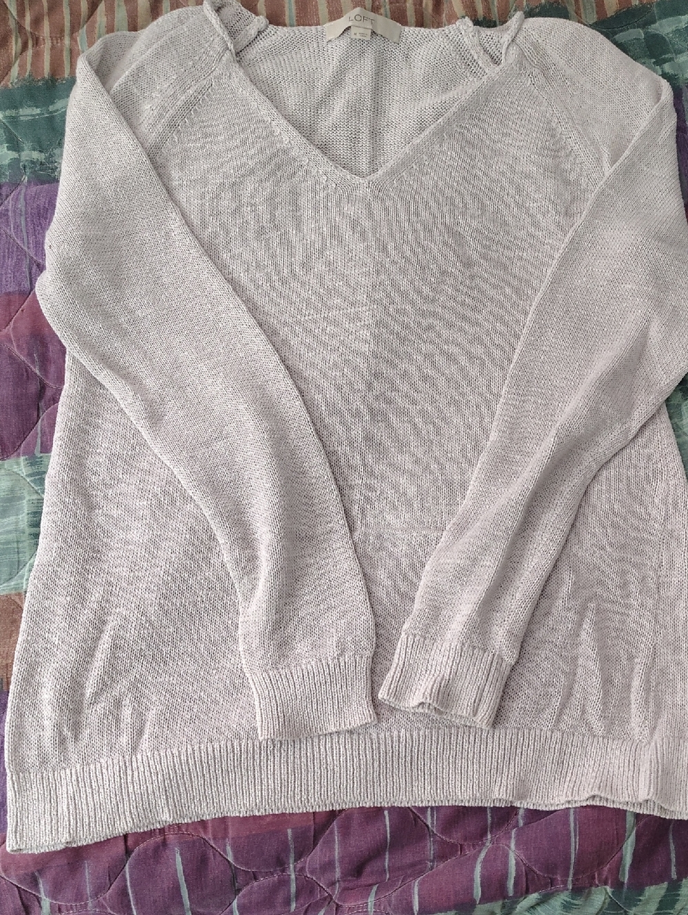 LOFT Pale Lavender V-Neck Lightweight Sweater